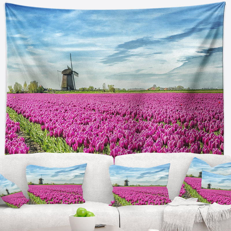 Tapisserie paysage paysage campagne hollandaise traditionnelle, H 32 po x l 39 po