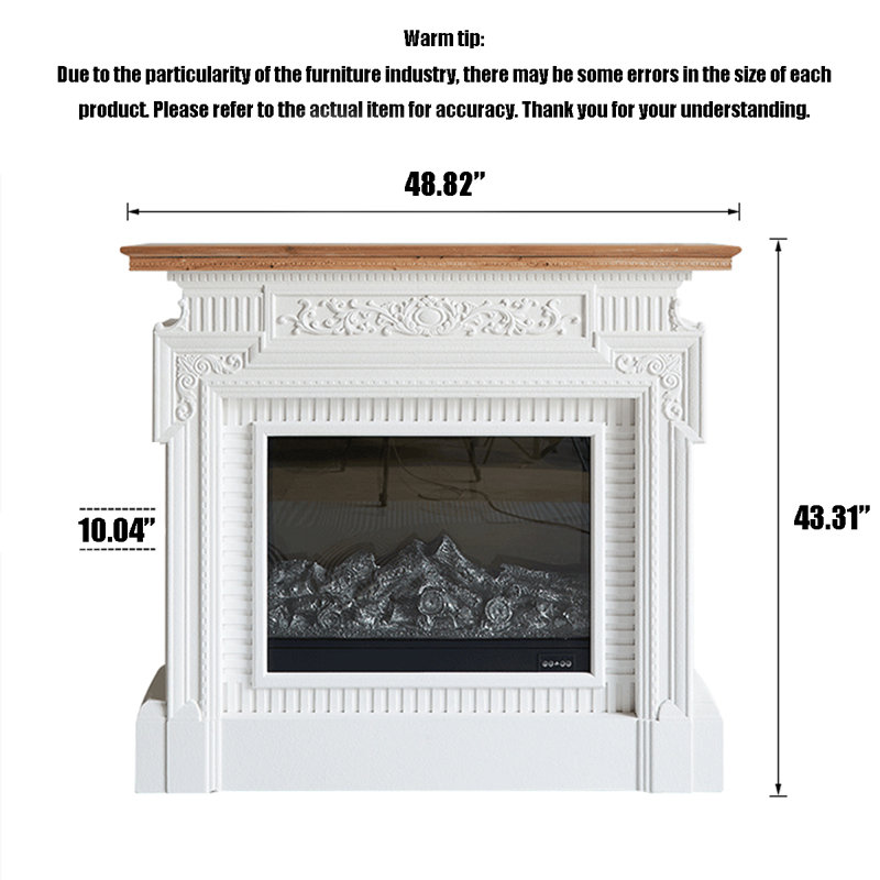 French retro electric fireplace with simulated flames