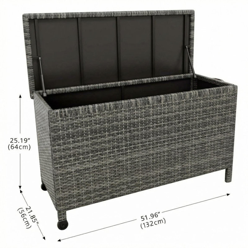 Oversized 125 Gallon Outdoor Deck Storage Box with Wheels – Waterproof PE Rattan Patio Chest for Garden, Backyard, Balcony, Poolside – Large Portable Bin with Handles