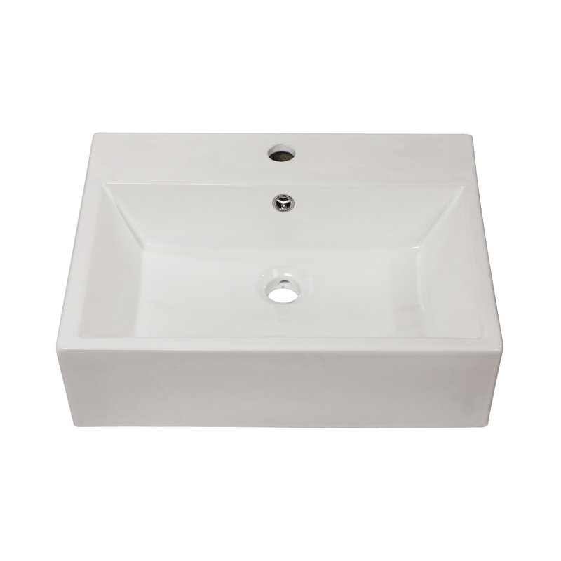 Lavabo de salle de bain mural en céramique rectangulaire à angle droit L 20 po x l 16 po