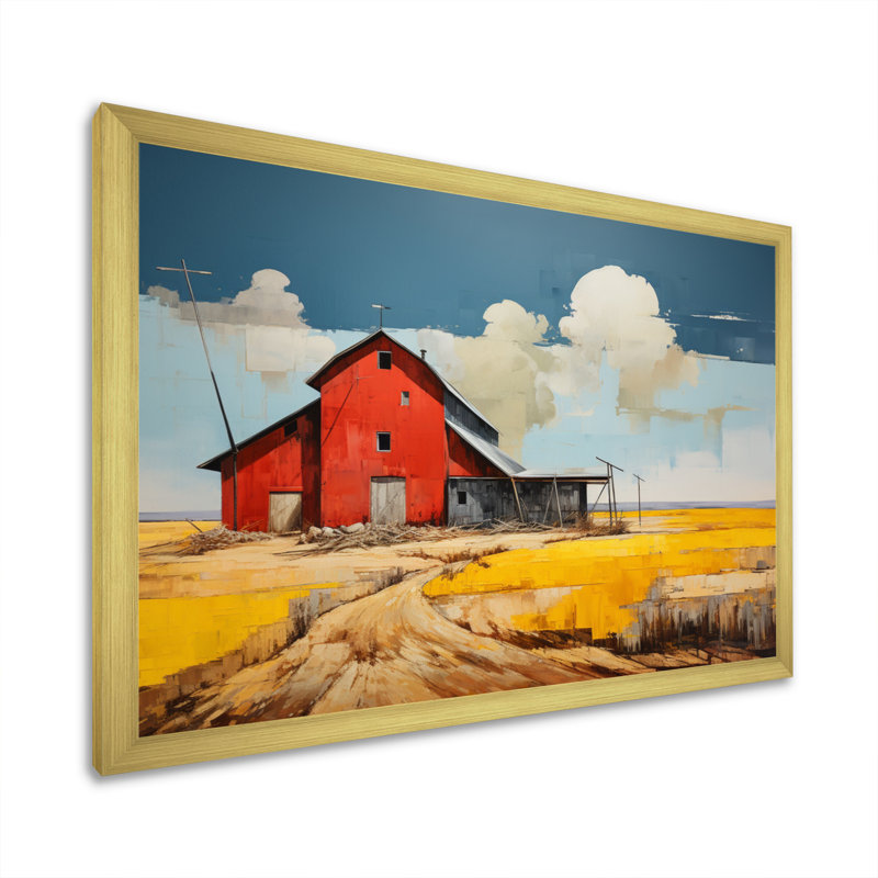 "Bewry Landscape Barns", impression sur toile, H 34 po x l 44 po x P 1,5 po, Cadre doré simple