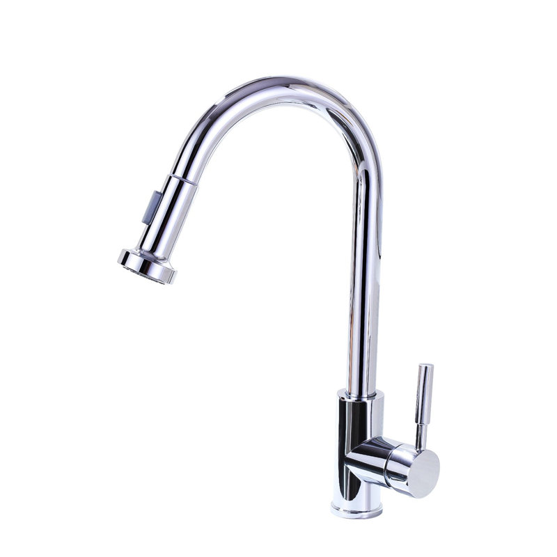 Single Handle Pull Down Sprayer Kitchen Faucet in Chrome, Chrome