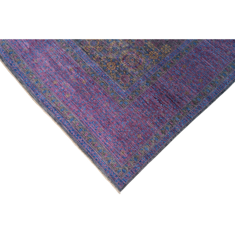 High-Quality Hand-Knotted Grey And Purple Area Rug