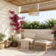 Chaise longue OMI en acacia et coussin beige