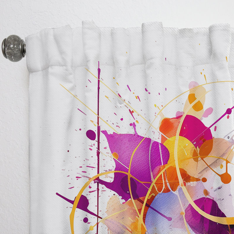 Purple Gold Whispered Abstractions III - Modern Velvet Curtain - Room Darkening - 1 panel, 52" W x 84" L