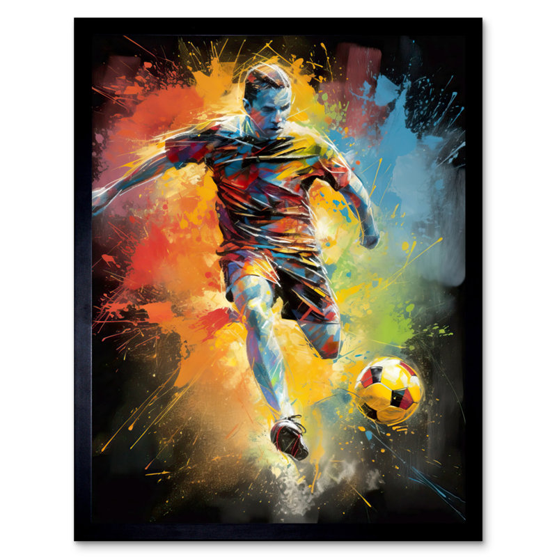 Louine Footballer About to Kick the Ball Vibrant Portrait Single Picture Frame Wall Art