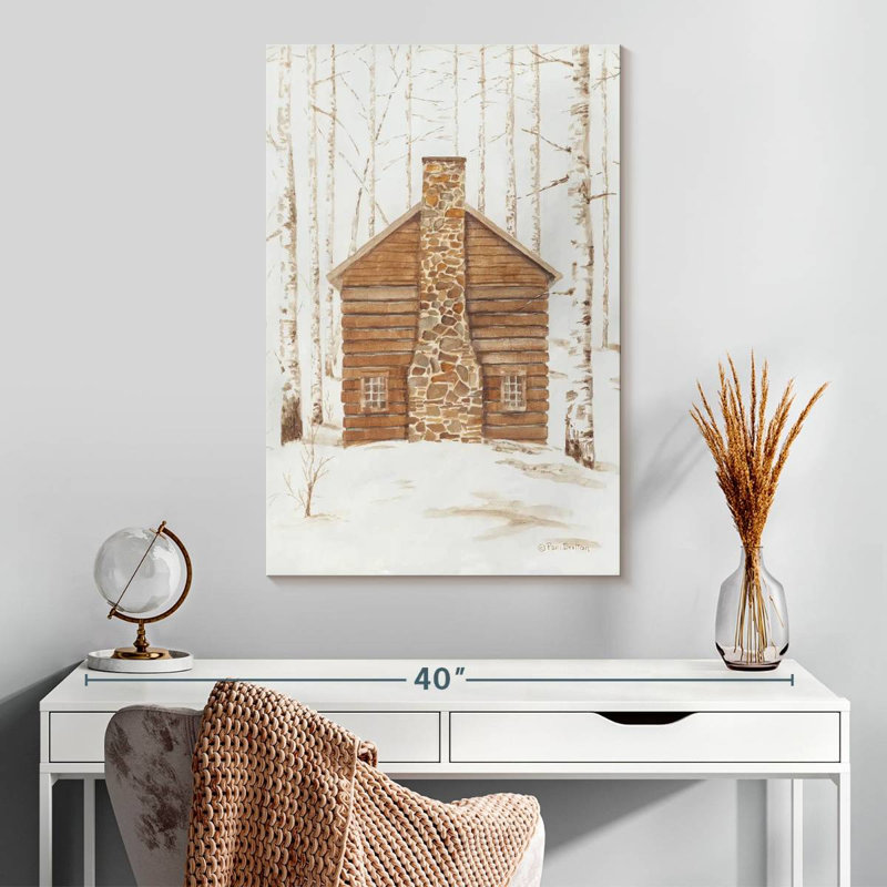 Wintery Cabin, 30" H x 20" W