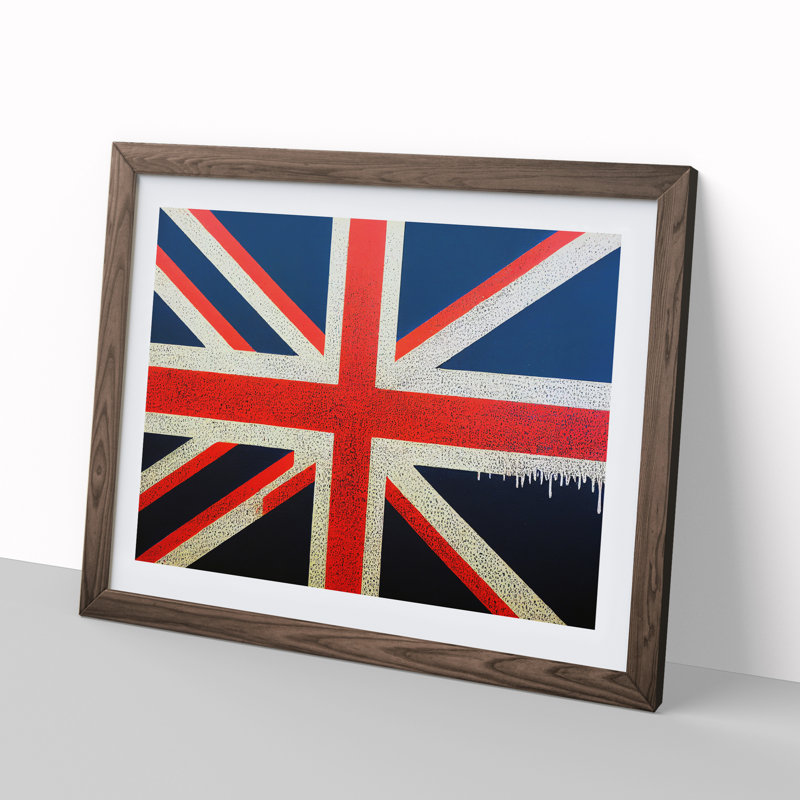 XH1022-6700X Painted Union Jack Flag Vol.3 Abstract - Single Picture Frame Print, 46cm H x 64cm W x 2cm D, Walnut