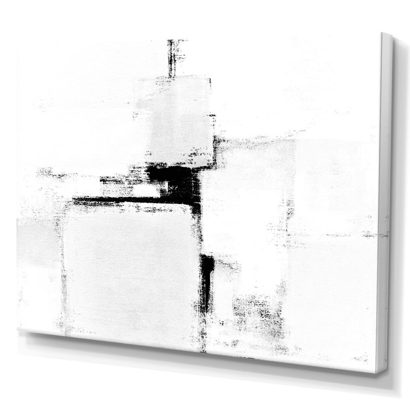 «Black and White Abstract Art III», reproduction d'art sur toile, H 16 po x l 32 po x P 1 po, Toile tendue
