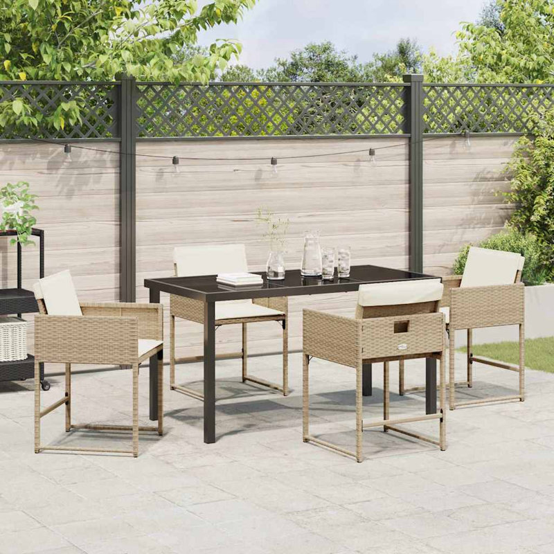 Garden Dining Set 5 Pcs Poly Rattan, Grey, Light Grey