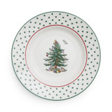 Christmas Tree POLKA DOT ROUND TIDBIT S/4 6"