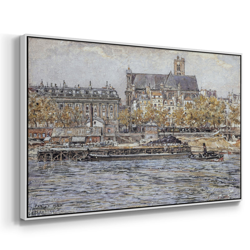 Paysage rétro - Dxxxvi, Toile encadrée flottée blanche, H 27 po x l 41 po x P 2 po