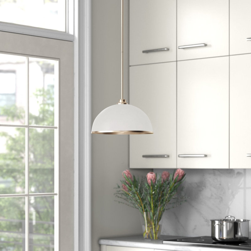 Hagberg 1 - Light Single Pendant, Matte Black, Rubbed Brass, 10.5" H x 10" W x 10" D