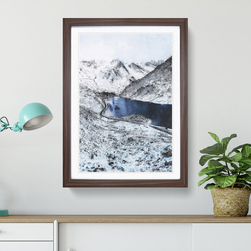 Tryfan Mountain In Snowdonia Wales - Single Picture Frame Painting on MDF, 33cm H x 24cm W x 2cm D, Walnut Framed