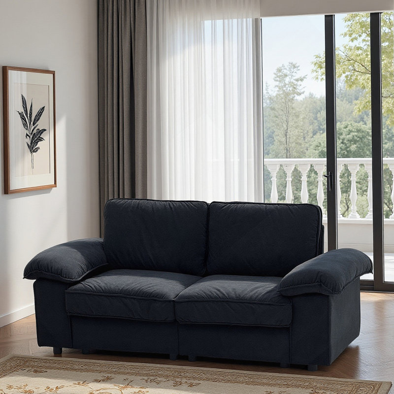 Causeuse compacte à 2 places avec rangement dissimulé, idéale pour les petits appartements et les studios, offrant confort et fonctionnalité