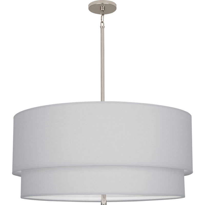 Decker 3 - Light Drum Chandelier, Polished Nickel, Pearl Gray