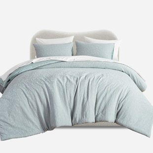 Softpage Comforter Set, Vintage Farmhouse Bedding, Cotton Comforter Jacquard With Curling Grass Pattern, Stone Washed