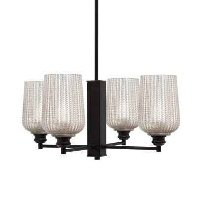 Edge 4 Light Chandelier With 5" Glass