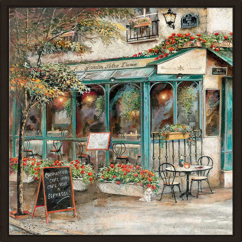 Rue du jardin I par Ruane Manning - Peinture, Cadre flottant espresso, H 21,5 po x l 21,5 po x P 2 po