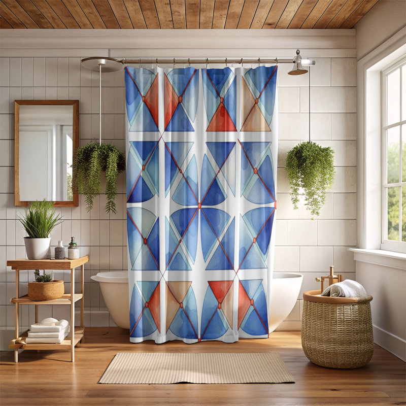 Serene Shape Prints - Rideau de douche Premium, H 74 po x l 71 po
