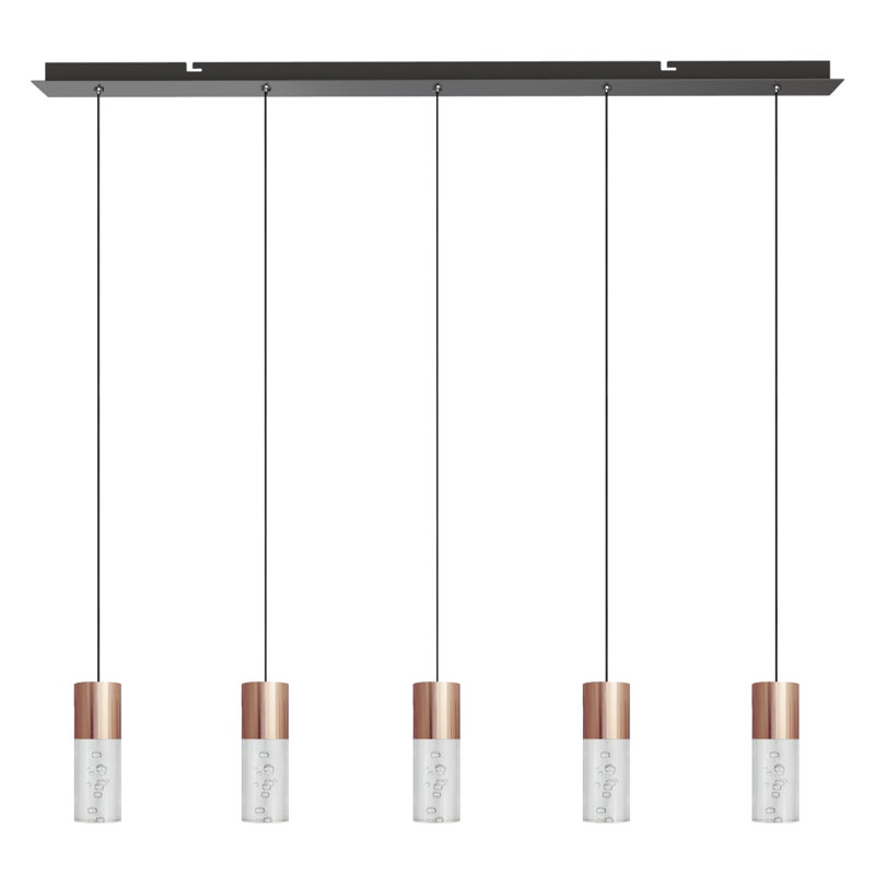 Luminaire suspendu linéaire à 5 lumières pour îlot de cuisine Andromedae, Cuivre
