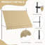 Auvent de patio pour terrasse, autoportant sans vis de 118 po avec pieds réglables et auvent, protégé, pour terrasse, porche, fenêtre, porte, poteau de support en tissu beige
