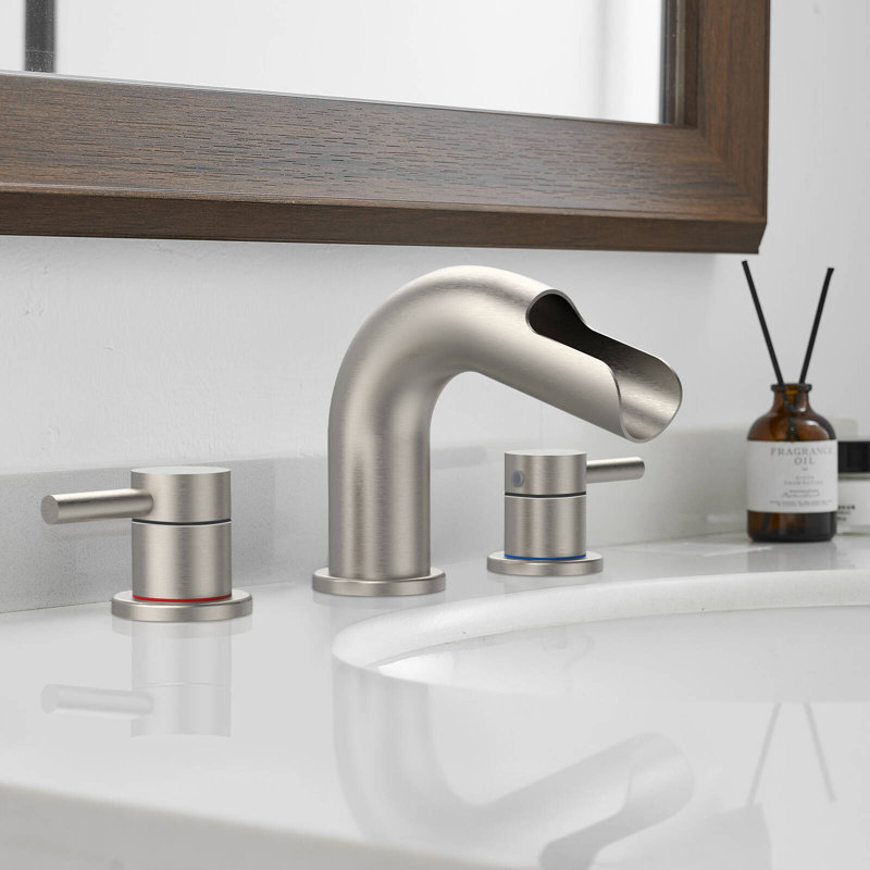2-handle Bathroom Faucet with Drain Assembly, Brushed Nickel