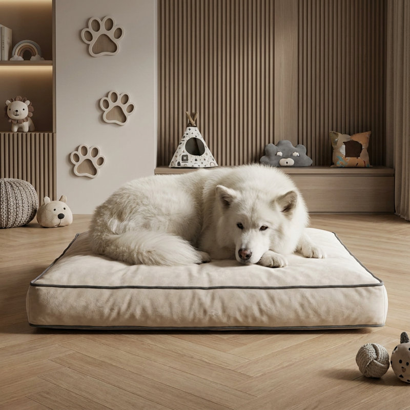 Lit-coussin pour chien DreamListro, L 19,7 po, Crème