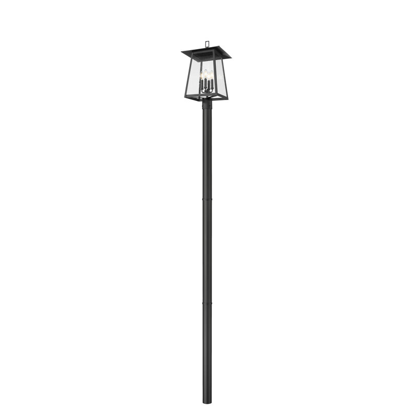 Rainer 4 Light Outdoor Post Mounted Fixture in Black, 118.25" H x 13.5" W x 13.5" D