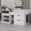 Lit mezzanine bas avec bureau roulant, tablette et tiroirs-665041055