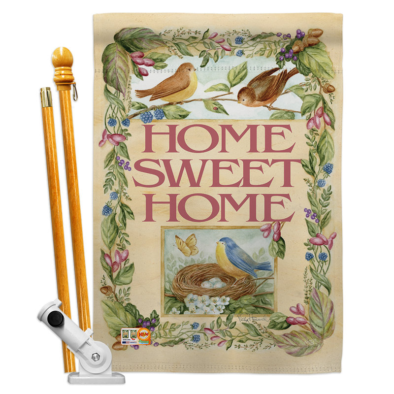 « welcome », un polyester de 2 côtés 40 x 28 po "spring oiseaux time" ensemble de drapeau