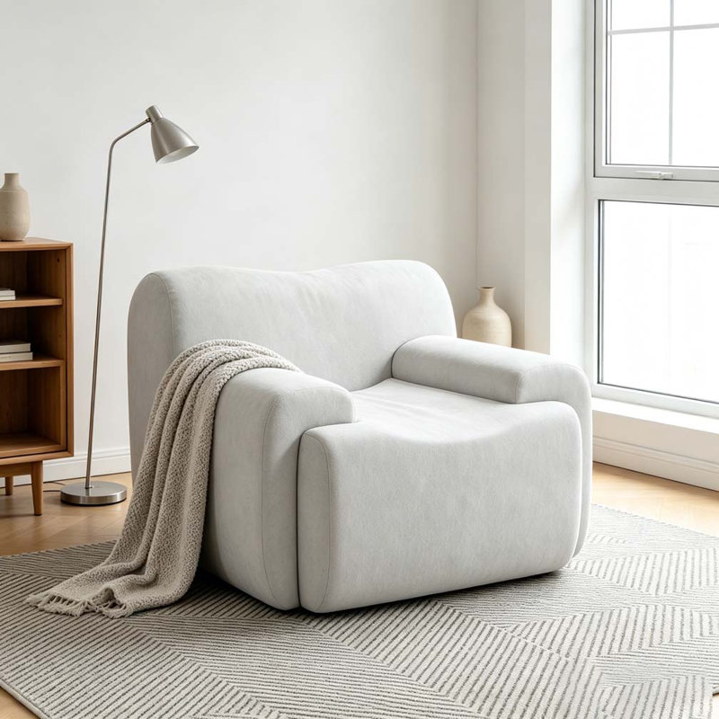 Chaise d'appoint moderne rembourrée, Beige