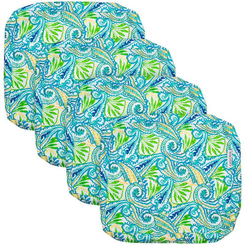 Housses de coussin de patio hydrofuges, motif cachemire bleu