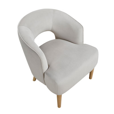 Chaise d'appoint moderne en velours gris avec pieds en bois massif, base en contreplaqué, support de 300 lb, largeur de produit de 27,5 po. Moderne, contemporain, velours, chaise, structure