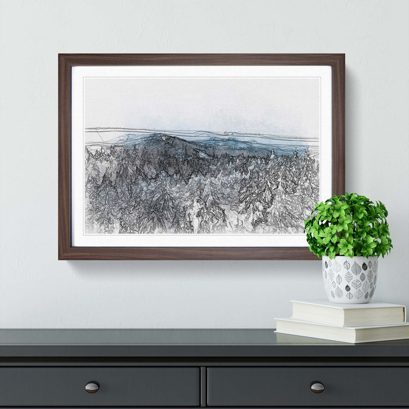 Winter Forest in Romania in Abstract - Picture Frame Graphic Art Print, Walnut, 40cm H x 60cm W x 2cm D