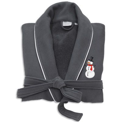 Waffle Gender Neutral Mid-Calf Bathrobe with Pockets and Hood for Kids