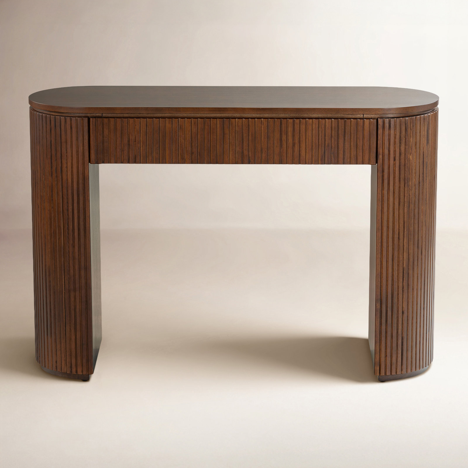 Duren Fluted 1-Drawer Console, Walnut