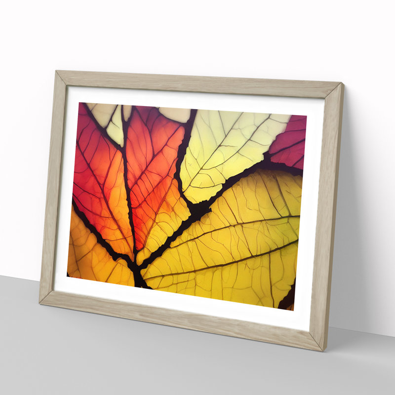 Flashy Leaf - Single Picture Frame Print, 34cm H x 46cm W x 2cm D, Oak Framed