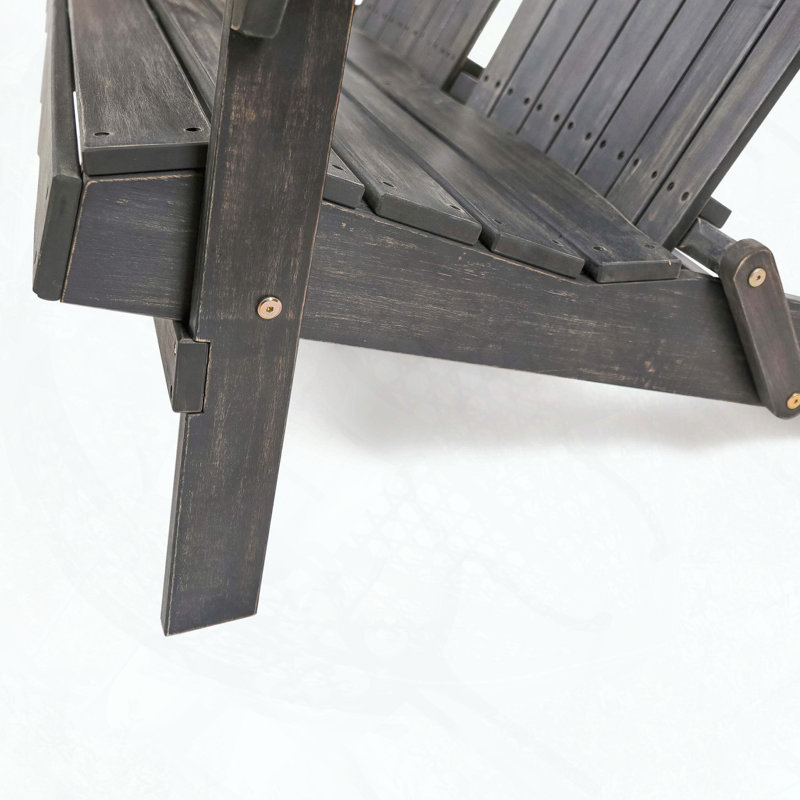 Adirondack Loveseat with Acacia Wood, Slat Back, Timeless Style, Gray