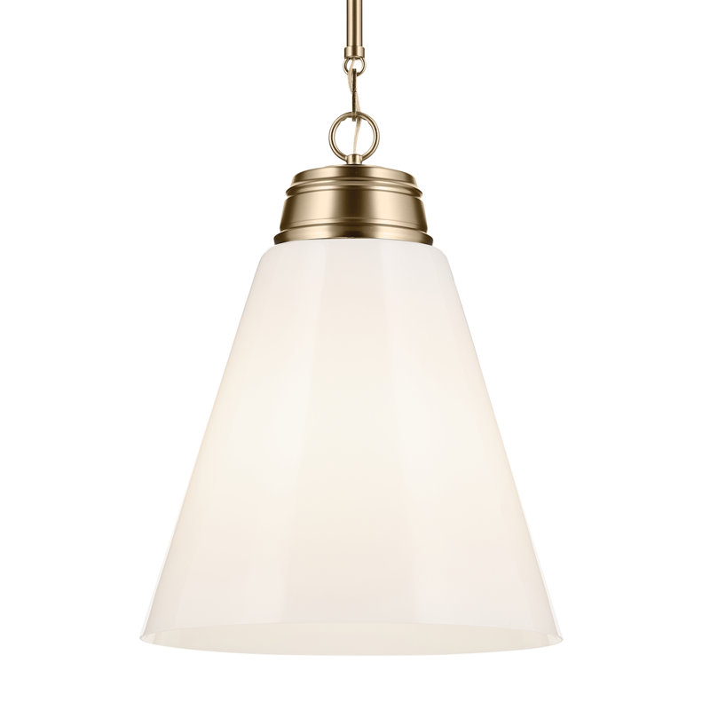 Champagne Bronze Medium Pendant with Opal Glass Shade