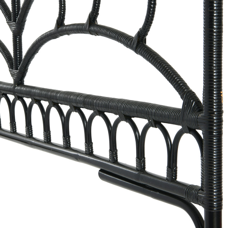 Zumbrota Rattan Headboard with Fountain Design, Black, King
