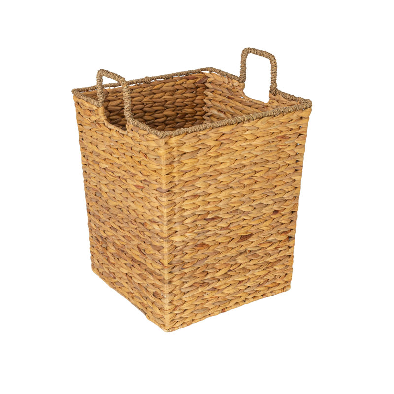 Natural Handwoven Seagrass and Water Hyacinth Basket with Handles