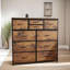 Alrai 10 Drawer 100Cm W Chest Of Drawers Industrial Rustic Brown Bedroom Furniture