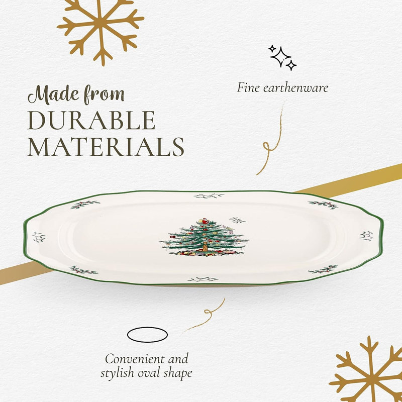 Spode Christmas Tree Sculpted Oval Platter 14"