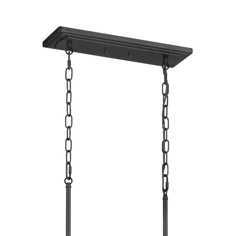 Vetivene 8 - Light Dimmable Kitchen Island Modern Linear Chandelier, Textured Black