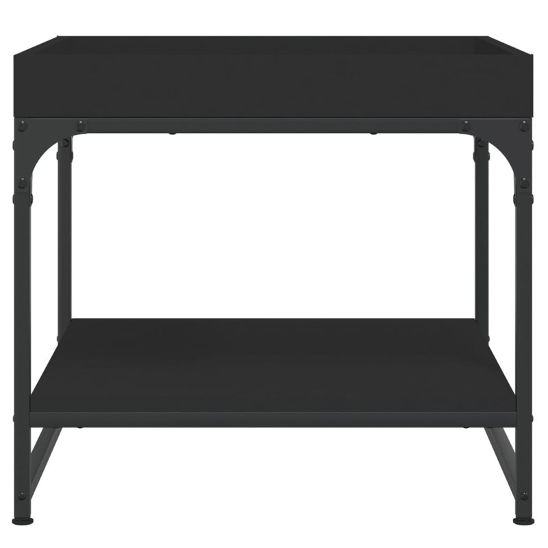 vidaXL Coffee Table Engineered Wood, Iron Coffee Table, 45cm H x 49.5cm L x 49.5cm W, Black