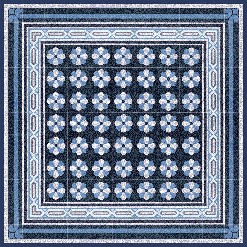 Mosaïque italienne en bleu IV, H 30 po x l 30 po