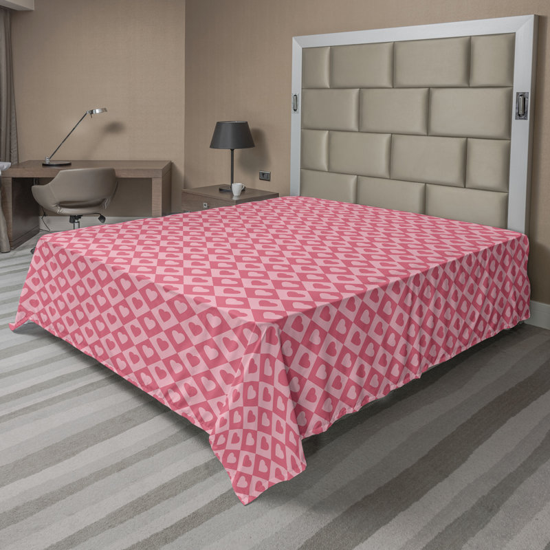 Drap plat moderne de style bohème Ambesonne, Rose séchée / motif géométrique rose pâle