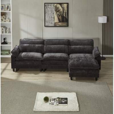 Canapé modulaire en L avec repose-pieds Luqi