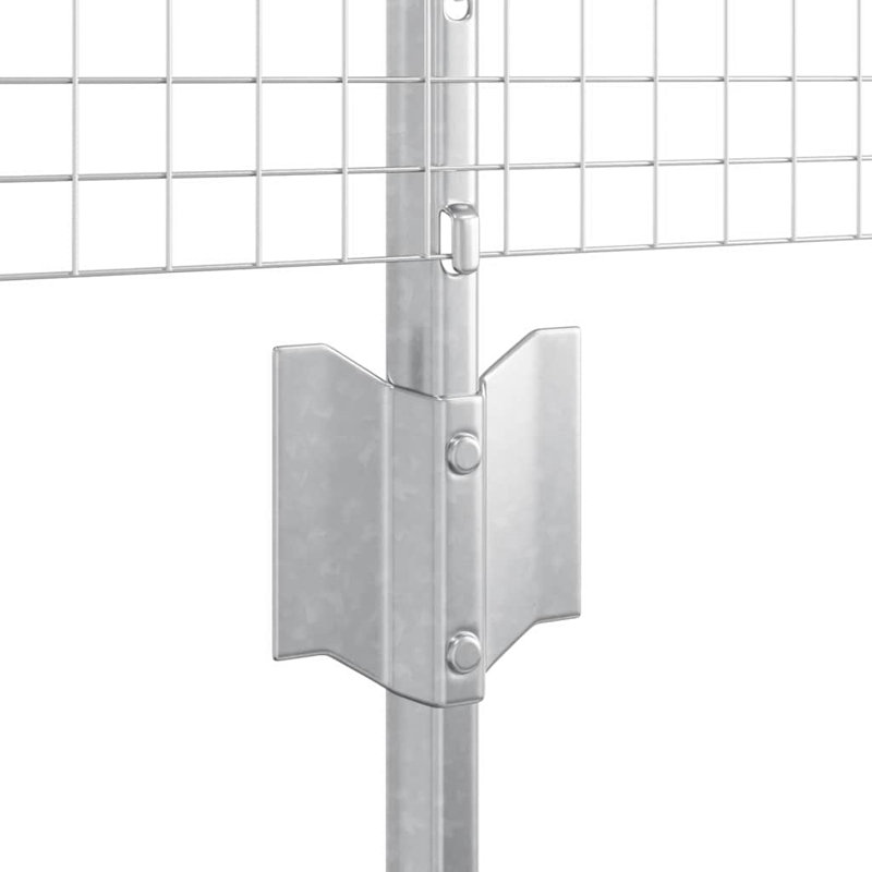 Vidaxl Fence With Posts Steel, Silver, 40cm H x 1000cm W x 2.7cm D